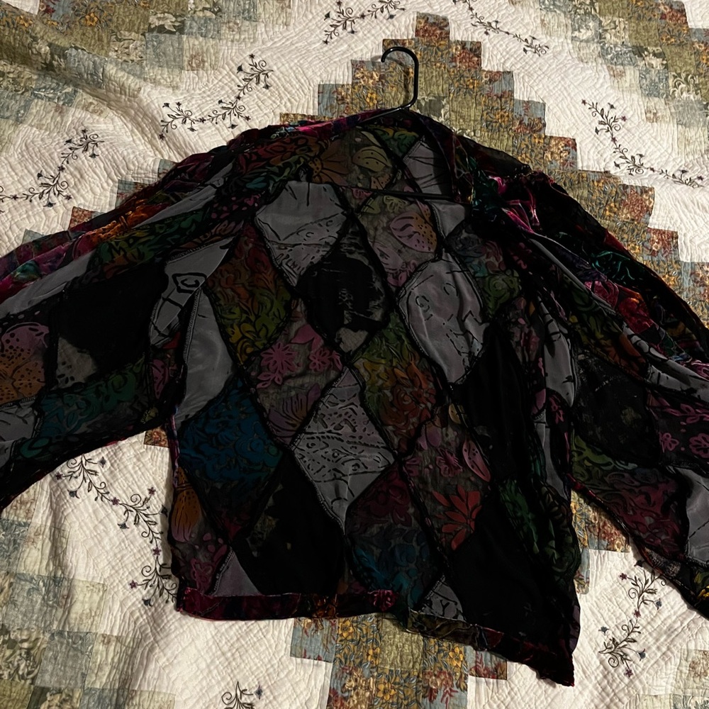 Vintage mesh/velvet button shirt - Picture 12 of 12